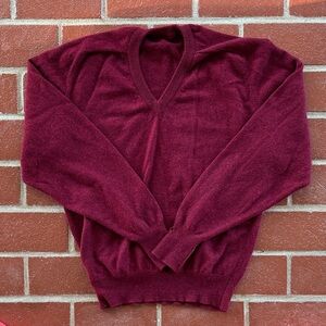 Burgundy V-Neck Cashmere Sweater